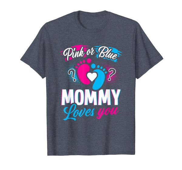 

pink or blue mommy loves you t shirt baby gender reveal gift, White;black