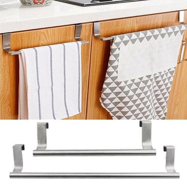 

2 pack kitchen under cabinet towel paper hanger rack,2 sizes stainless steel towel holder drawer punch-hook(s & l)