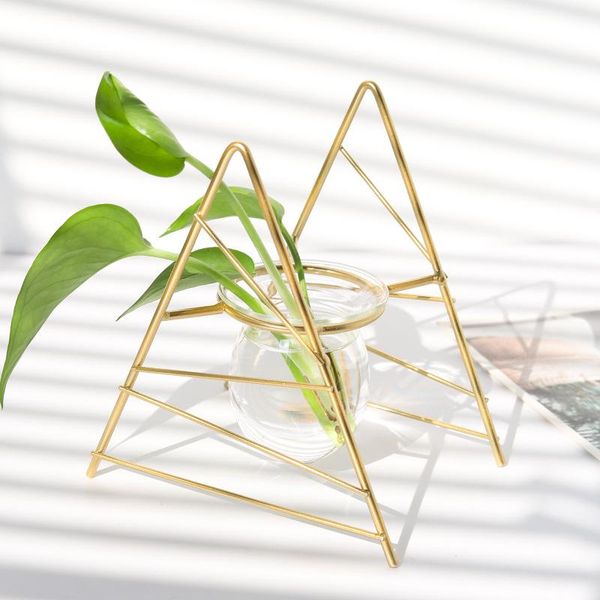 

planters & pots table desk bulb abs hydroponic vases flower plant pot with iron tray office decor tue88