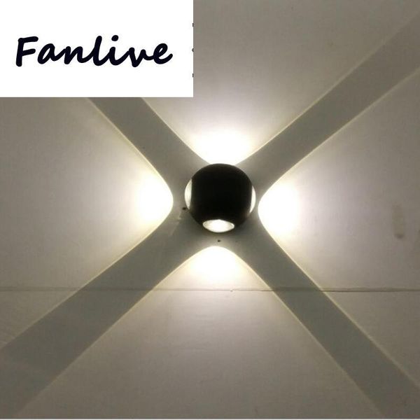 

10pcs/lot 4*2w 8w outdoor lights round new four-sided glowing waterproof ip67 ac85-265v modern aluminum wall lamp