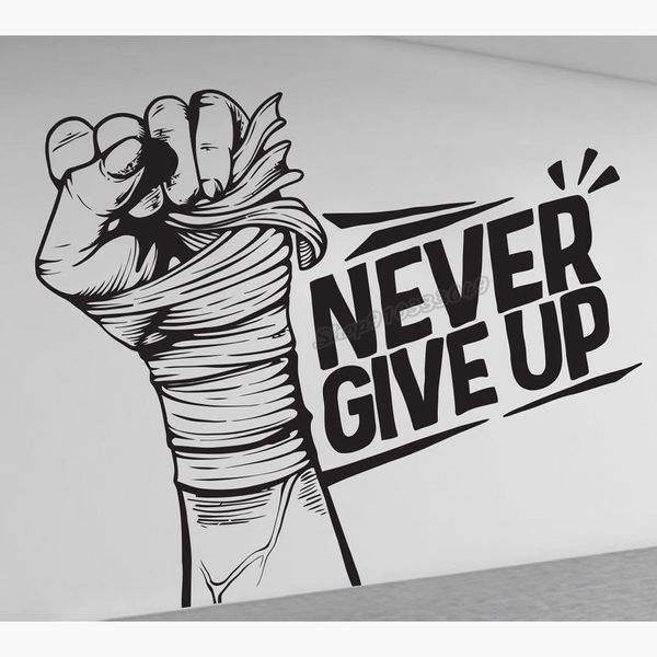 Never Give Up Decalcomanie da muro motivazionali Gym wall Decor vinile mai mollare citazioni Frase sport Palestra allenamento Wall Sticker C983 210310