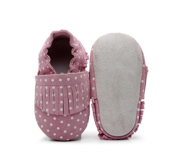 

first walkers spring genuine leather baby moccasins polka dot born boy girl shoes toddler fringe soft soled non-slip crib walker