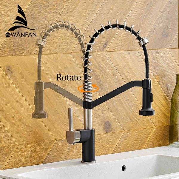 

kitchen faucets modern polished black and brushed brass sink faucet pull out single handle swivel spout vessel mixer tap 9013rsn a