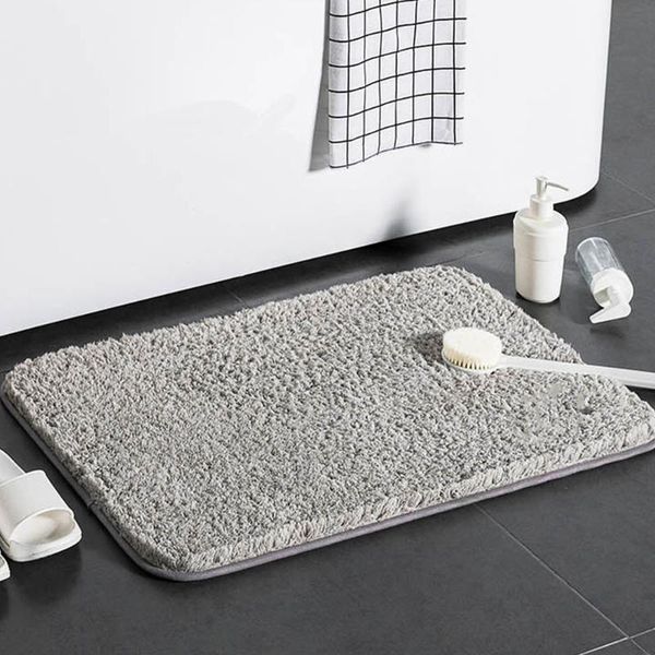 

carpets plush floor mat bathroom household soft carpet skid resistance (light grey)