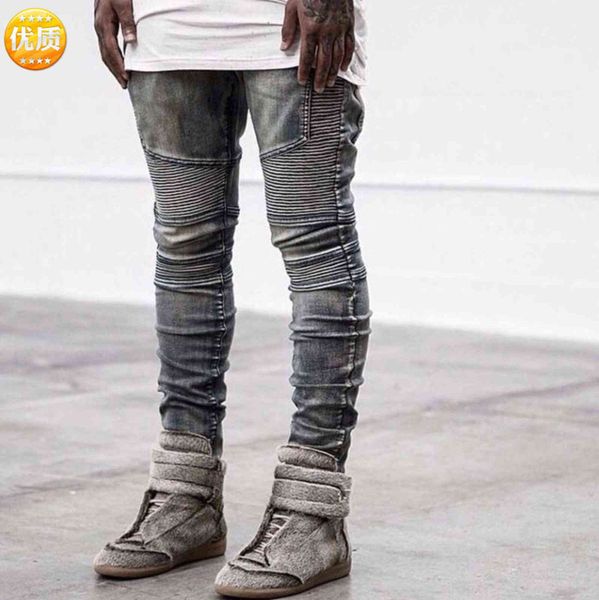 

men's jeans biker jeans straight pants men's 666, Blue