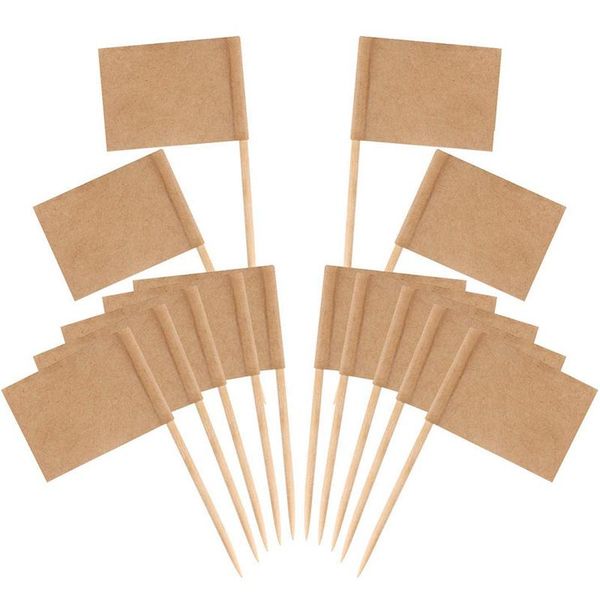 

other festive & party supplies 200 pack blank toothpick flags kraft paper flag picks cheese markers for cupcake, food, fruit, decorations