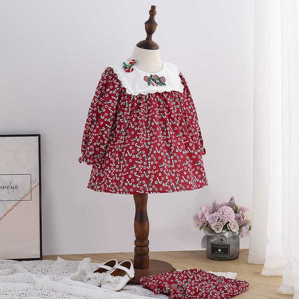 

toddler vintage floral dress baby girl spanish princess dresses for girls birthday christmas year party gown pants 210615, Red;yellow