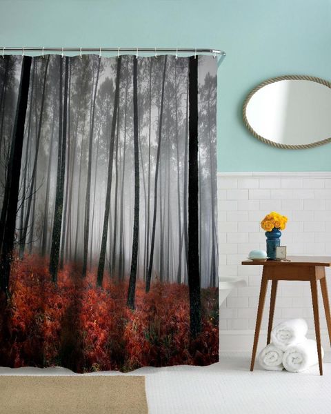 

shower curtains qiyi mystery woods waterproof bathroom 3d polyester fabric bath curtain tree & fog rideau de douche cortinas