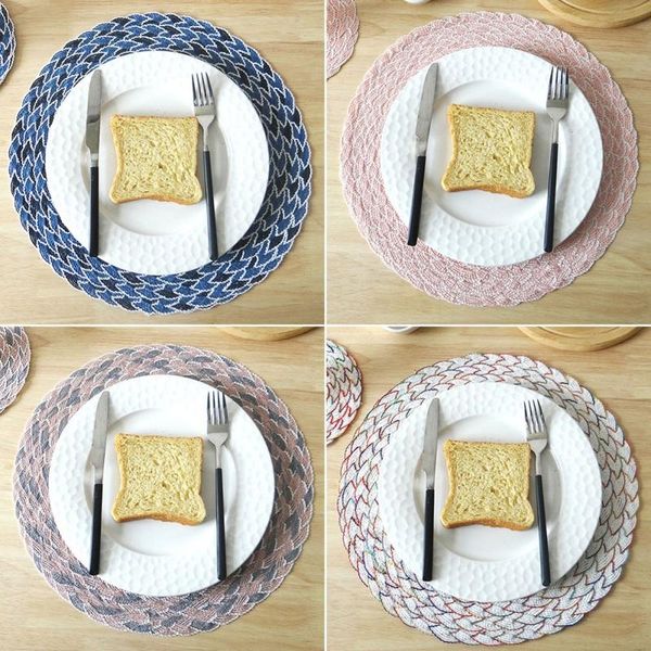 

mats & pads dining table mat woven placemat pad heat resistant bowls coffee cups tableware for home kitchen party supply 2pcs