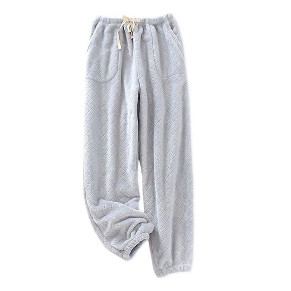 

quality winter couples sleep bottoms men and women thicken flannel pure color simple men sleepwear pants women pyjamas trousers, Black;brown