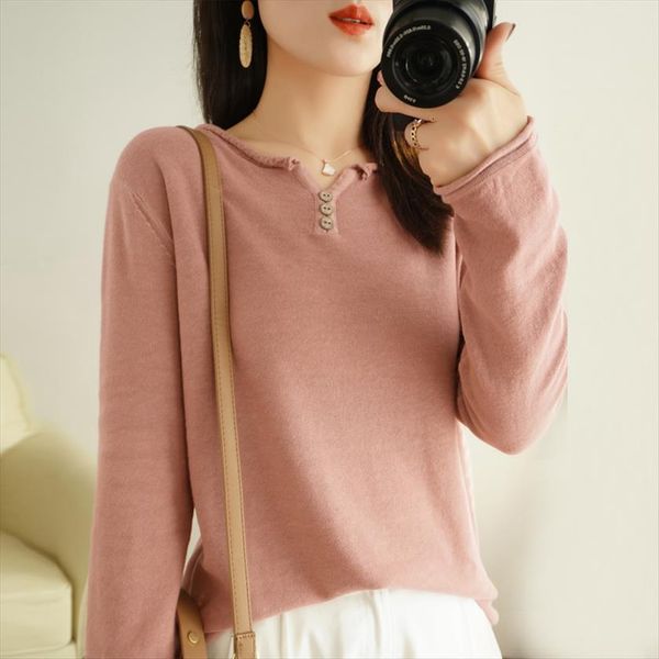 

v neck cotton linen womens sweaters knitted long sleeved loose pullover bottoming shirt outer, White;black