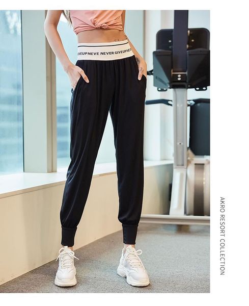 

summer women fitness yoga sweatpants high waist belly in breathable casual loose bunch of foot closing in speed dry running, White;red