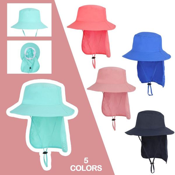 

hair accessories children bucket hat kids beach uv protection outdoor essential sun cap, Slivery;white