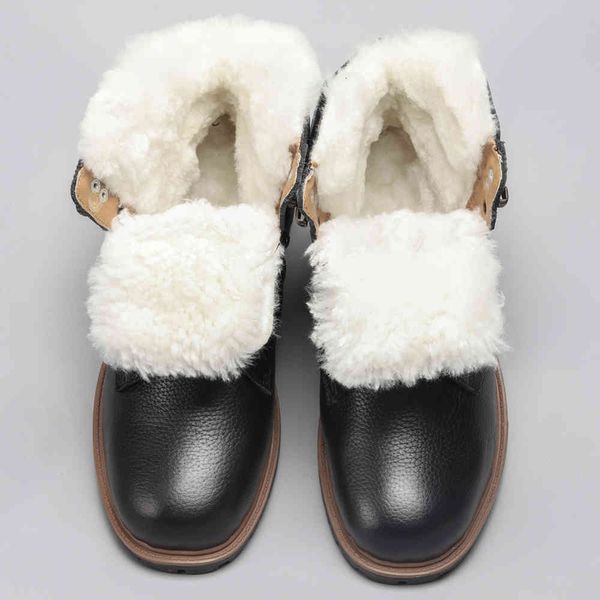

dress shoes 36~48 natural wool winter boots genuine cow leather warmest men #ym1570 593m, Black