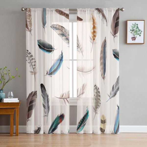 

curtain & drapes simple color feather tulle curtains for living room bedroom modern kitchen sheer voile