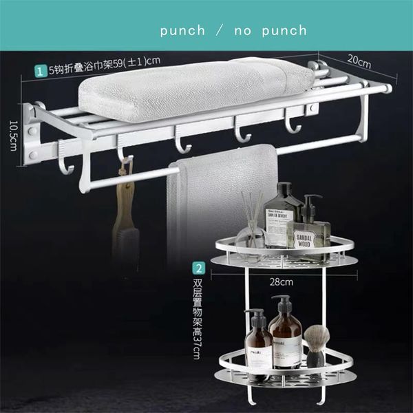 

bath accessory set punching sanitary napkin rack toilet storage aluminum wall hanging dry rod hanger space