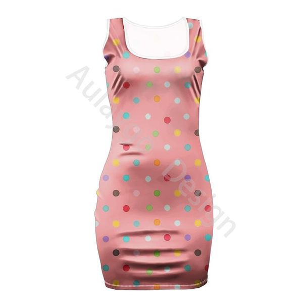 

casual dresses pink polka dot dress elasticity summer women for custom sleeveless square neck ladies party clothing ropa de mujer, Black;gray