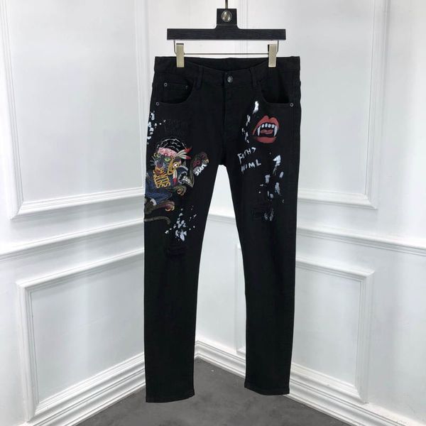

sw0302 fashion men's jeans 2021 runway luxury european design party style men's clothing, Blue