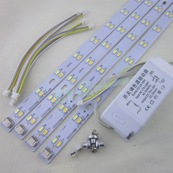 

3set 52cm led pcb ceiling light pcb plate smd 5730 dimmable strip 8w 16w 24w 32w mix color pannel light with driver tube