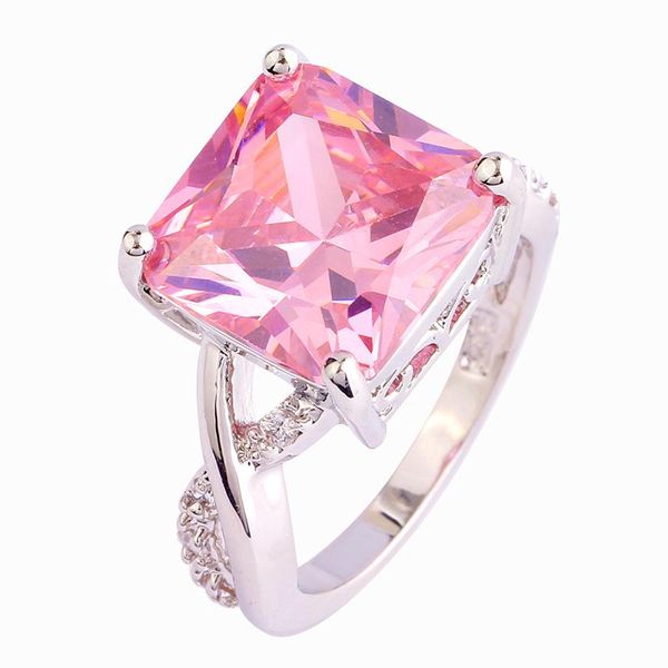 

cluster rings luxury female big cubic zirconia stone for women wedding beautiful girls love ring romantic valentine's gift, Golden;silver