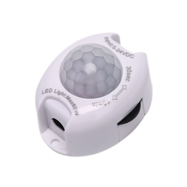 Sensore di movimento DC 5V 12V Interruttore luce Rilevatore di movimento Timer attivato Sensori automatici di movimento Pir ON OFF per luci di striscia a LED