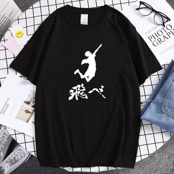 

men's t-shirts 2021 japanese anime haikyuu t shirt summer graphic tees printed t-shirt men funny cartoon brand street, White;black