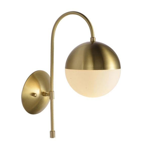 

modern bedroom wall lamp simple wrought iron ball living room background wall lamp american light luxury bedside lamp.
