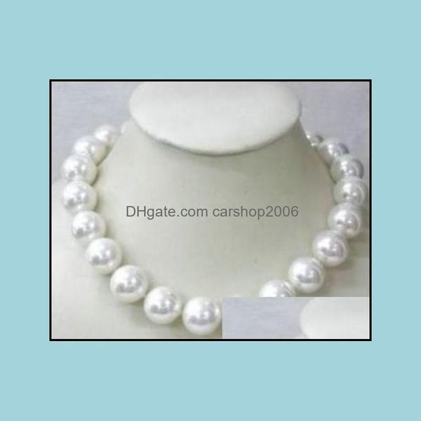 Perlenketten Anhänger Schmuck Klassische Halskette 14 mm Südsee runde weiße Muschelperle 18 Zoll 925 Silber Aessories Drop Lieferung 2021 W85