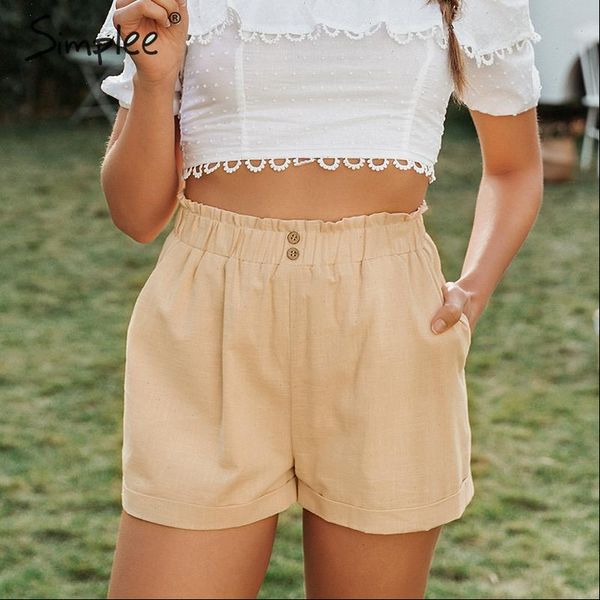

casual buttons summer women cotton shorts high waist female shorts solid white soft ladies holiday streetwear shorts, White;black