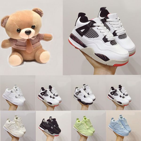 

designer kids shoes children basketball shoe 4 4s boys girls wolf grey breathable sport sneakers for boy girl toddler chaussures pour enfant