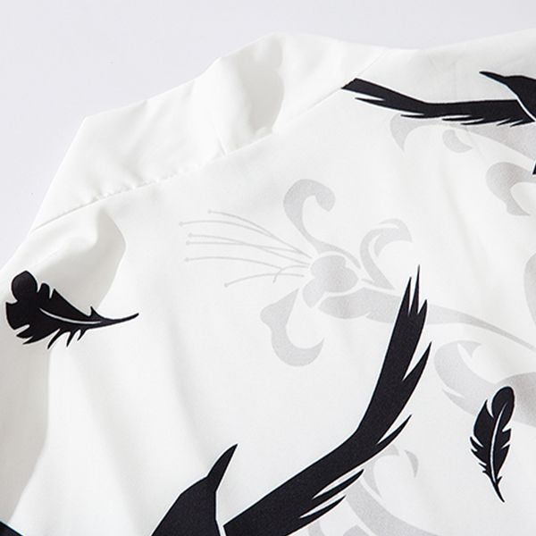 

aelfric 2021 new eden group swallow print shirts summer japanese jackets men hip hop loose streetwea open front coat kimono lg07, Black;brown