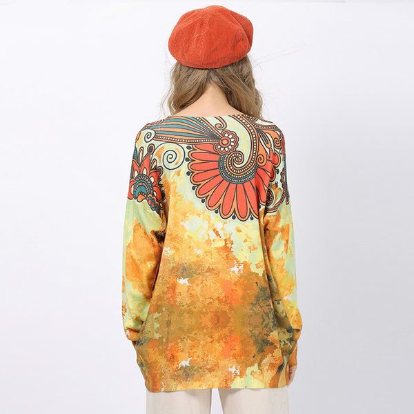 

autumn retro-printed female sweater the neck size outerwear sueter mujer ta6339 wt28, White;black