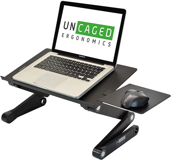 Melhor mesa de refrigeração ajustável do laptop do portátil para o sofá da cama com mouse pad. Desktop ergonômico do alumínio da inclinação do ângulo da altura