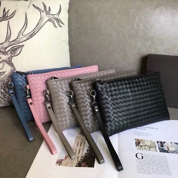 

new leather hand woven women's handbag small sheepskin large capacity manual envelope bag hand-in-hand bag handbag