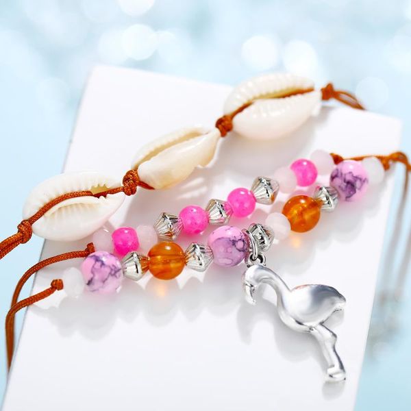 

anklets anklet boho starfish flamingo conch chain red crystal enkelbandjes sieraden womens jewellery, Red;blue