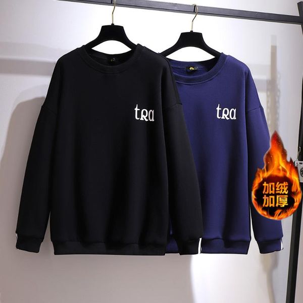 

plus size t-shirt ladies autumn winter for women large pullover long sleeve loose wool line thick 3xl 4xl 5xl 6xl, Black