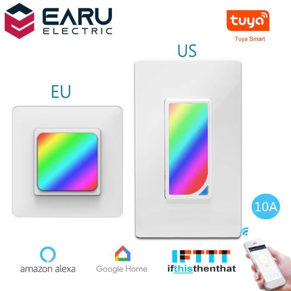 

smart home control eu us wifi wall switch push button timer relay voice remote rgb led night light lamp tuya alexa google