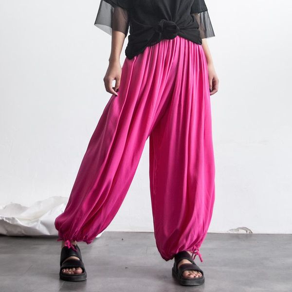 

women's pants & capris tvvovvin dance street loose trousers summer solid pleated high waist casual ankle-length osmk, Black;white