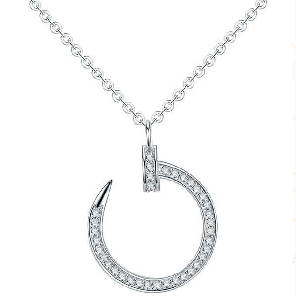 Collier à ongles en argent sterling de marque mode colliers de chaîne de clavicule en diamant complet sac d'opp