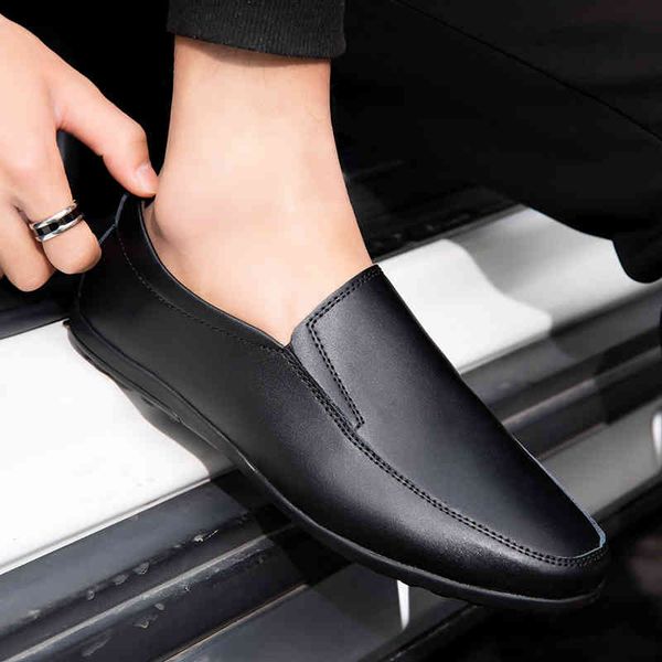 

dress shoes men loafers casual spring autumn outdoor fashion leather slip on driving soft moccasins comfort light mens flats k602, Black