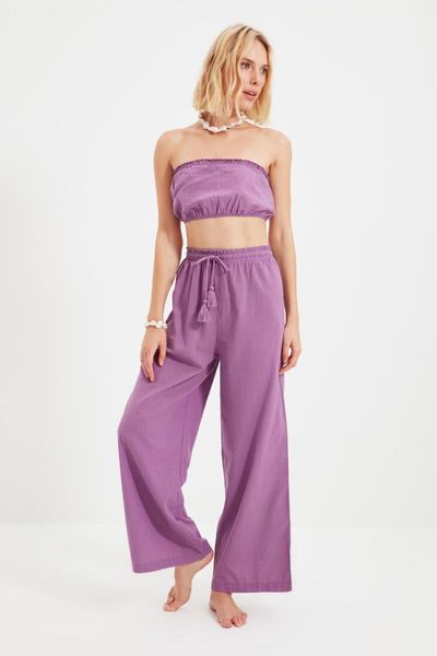 

women's two piece pants trendyol strapless bottom suit tbess21au0444, White