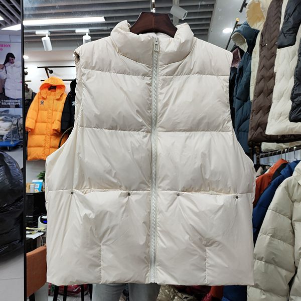 

vests 2021 winter vt women's short stand collar loose korean white duck down et warm coat, Black;white