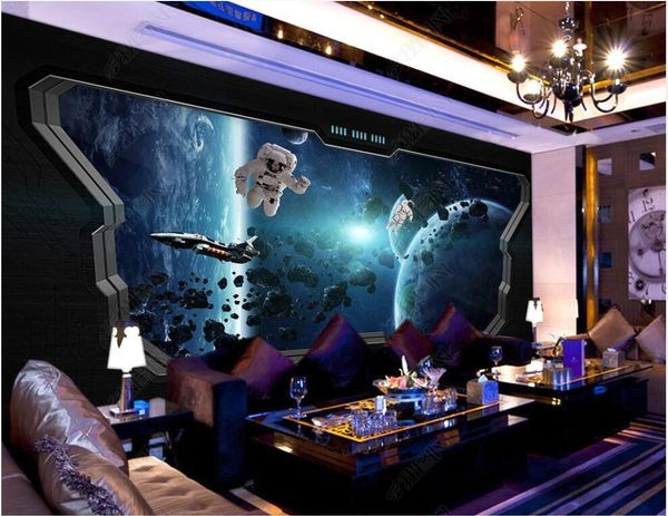 

wallpapers 3d wallpaper for walls in rolls home decor universe spaceship astronaut living room custom po on the wall