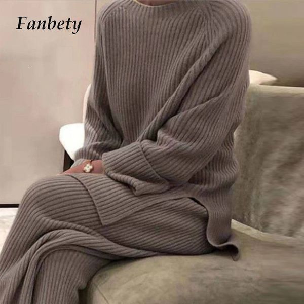 

2021 new women elegant solid two piece sets spring long sleeve o neck slit and wide leg suits casual plus size tracksuit 4xjx, Gray
