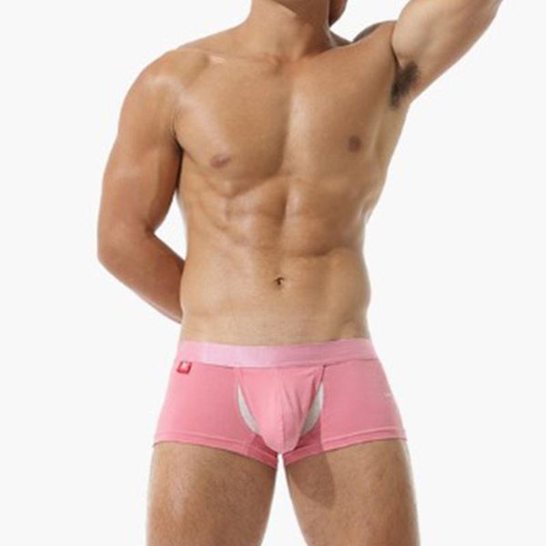

underpants men underwear solid color breathable space boxer briefs mid-waist, Black;white