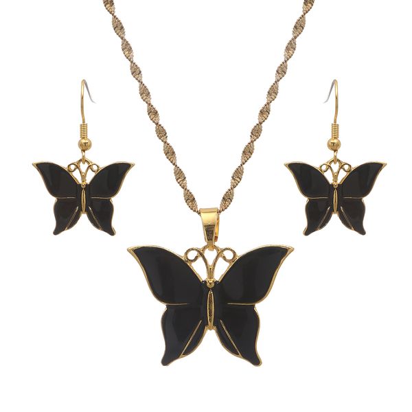 

papua new guinea png women bridal animal jewelry sets enamel butterfly wedding jewelry set, Slivery;golden