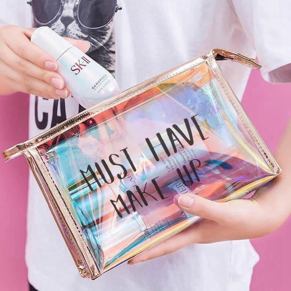 

cosmetic bags & cases women travel bag fashion transparent zipper clear make up makeup case organizer storage pouch toiletry wash kit box
