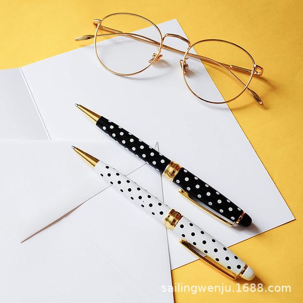 

pen metal screen printing black and white wave point women's fashion ball busins, Blue;orange