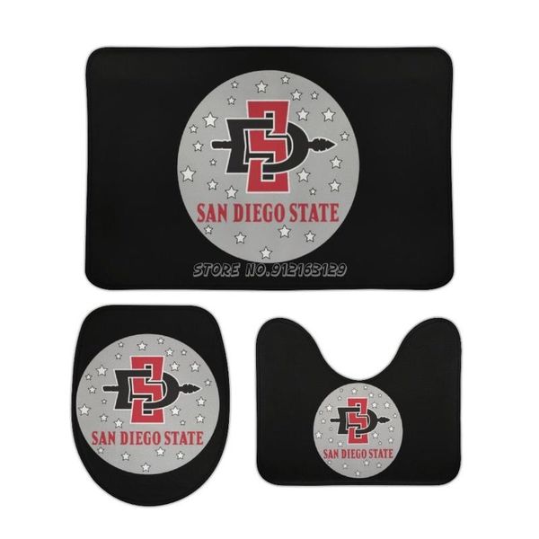 

bath mats sdsu grey circle w / stars 3pcs bathroom set rug non-slip mat coral velvet floor toilet room carpet rugs