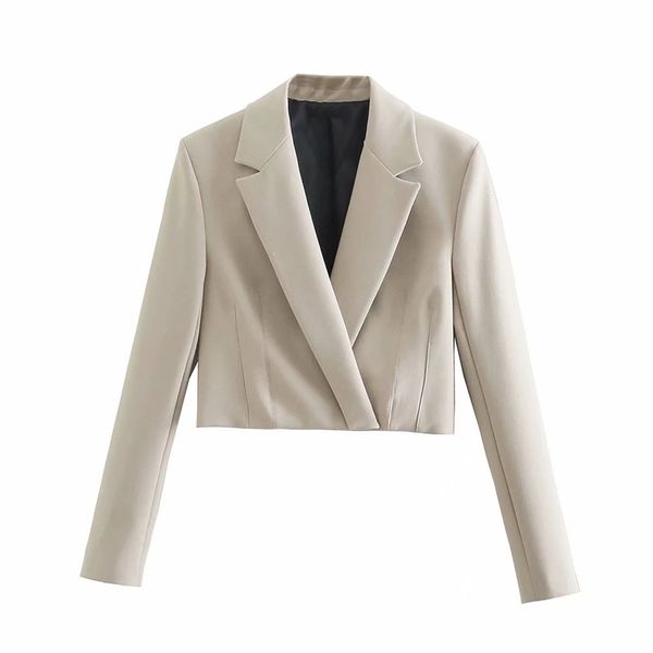 

vintage elegant women lotus color jacket fashion female suit turn-down collar hidden button coat chic casual casaco 210531, Black;brown